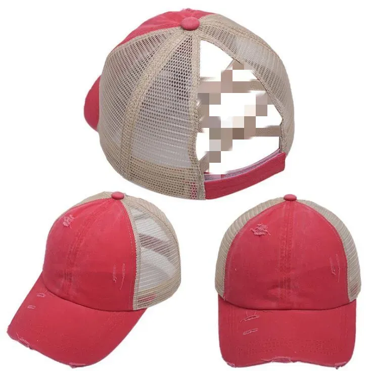 Ponytail Baseball Caps Washed Cotton Messy Bun Hats Summer Trucker Pony Cap Unisex Visor Hat Outdoor Snapback Caps
