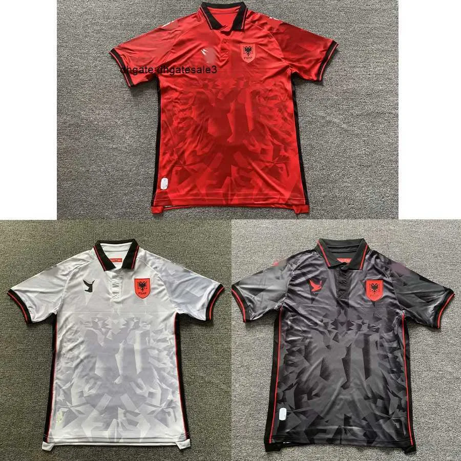 T-shirts masculins 23 24 Albanie Mens T-shirts Summer Soccer Fan Polos Badge en tissu respirant broderie de football extérieur