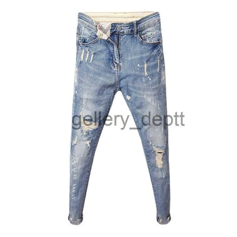 Erkekler Kot Erkek İlkbahar Yaz 2022 Koreli İnce Skinny Jeans Erkek Kovboy Öğrenci Pantal Pantolon Pantalon Homme Denim Kot Pantolon J230922