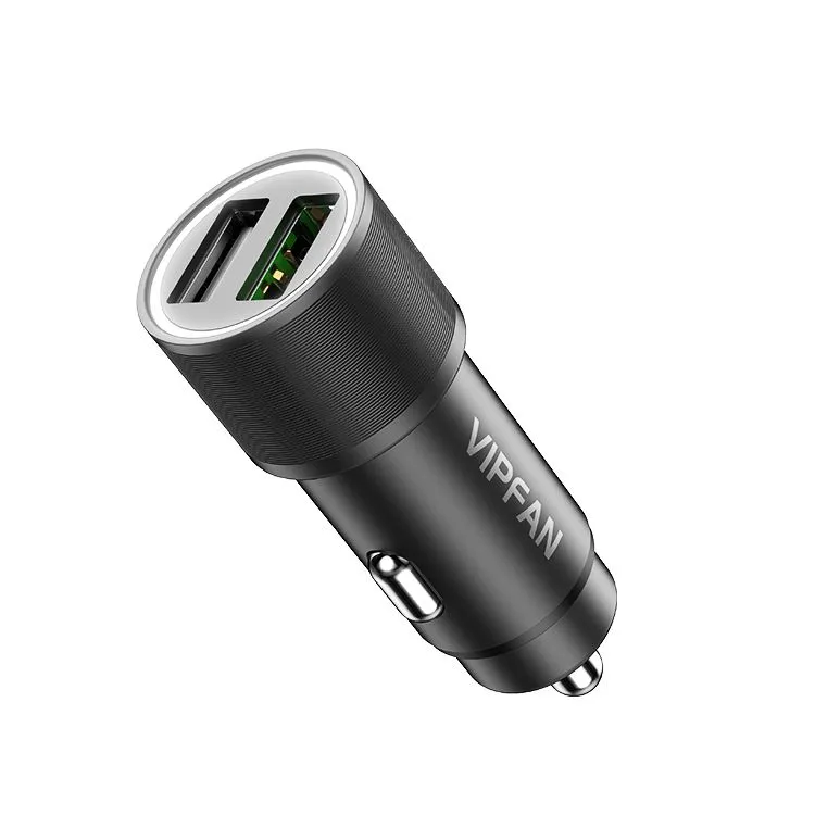 Chargeur rapide de voiture en métal 30W QC4.0 PD3.0, double USB, Super charge, Compatible avec Samsung HUAWEI, paquet inclus DC-C9