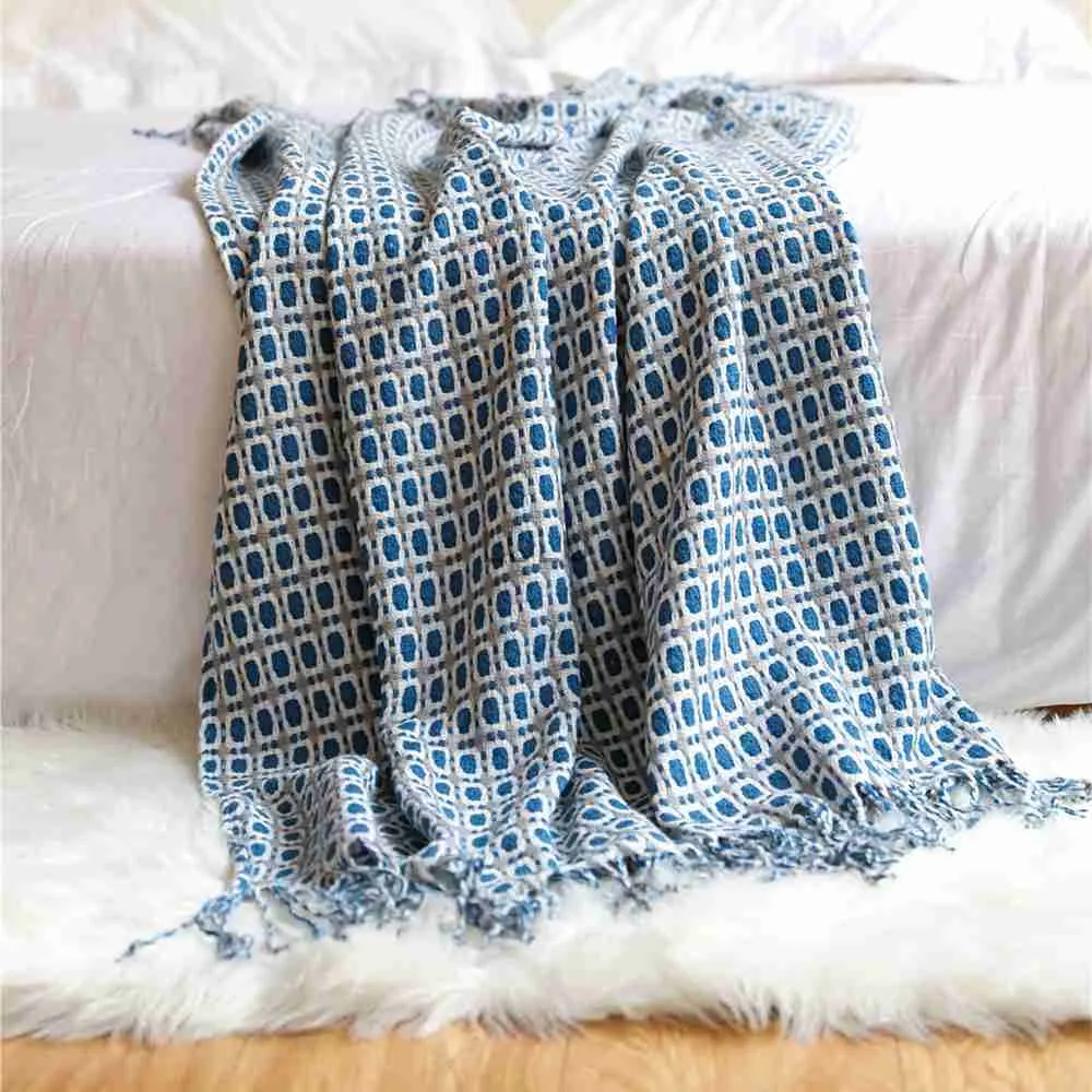 Blankets Camping Blanket Beach Picnic Houndstooth Tassels Soft Outdoor Blanket Home Decorate Tapestry Nap Blanket Mats Travel Rug HKD230922