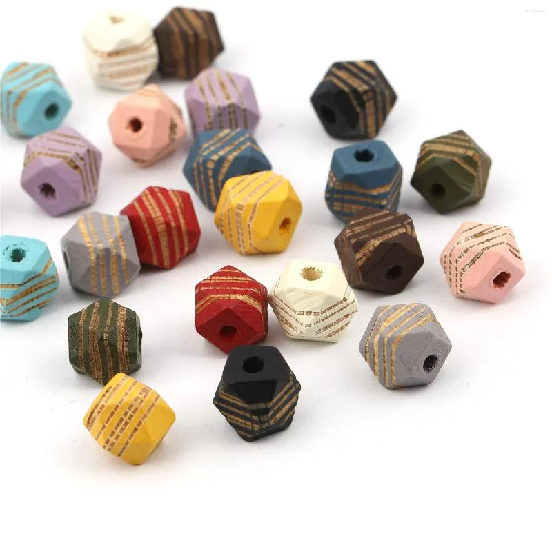 Perlen DoreenBeads Einzelhandel Holz-Abstandshalter, geometrisch, schwarzer Streifen, facettiert, ca. 10 mm x Loch: ca. 2,8 mm, 20 Stück