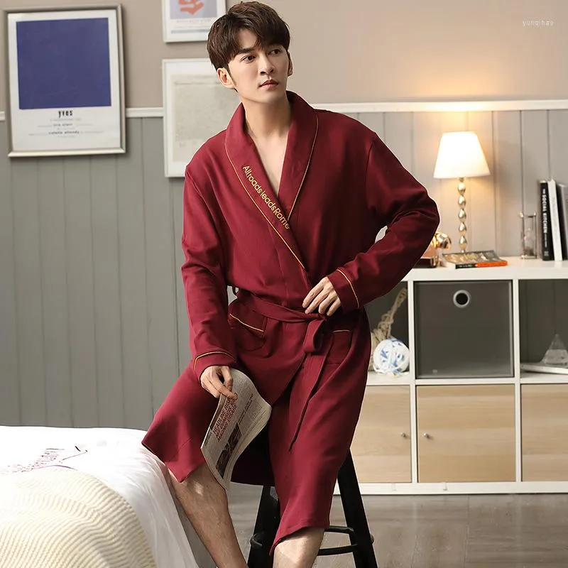 Men's Sleepwear Cotton Spring Autumn Thin Long Sleeve Nightgown Man Home Lounge Wear Pyjamas Male Kimono Nightdress Nightie