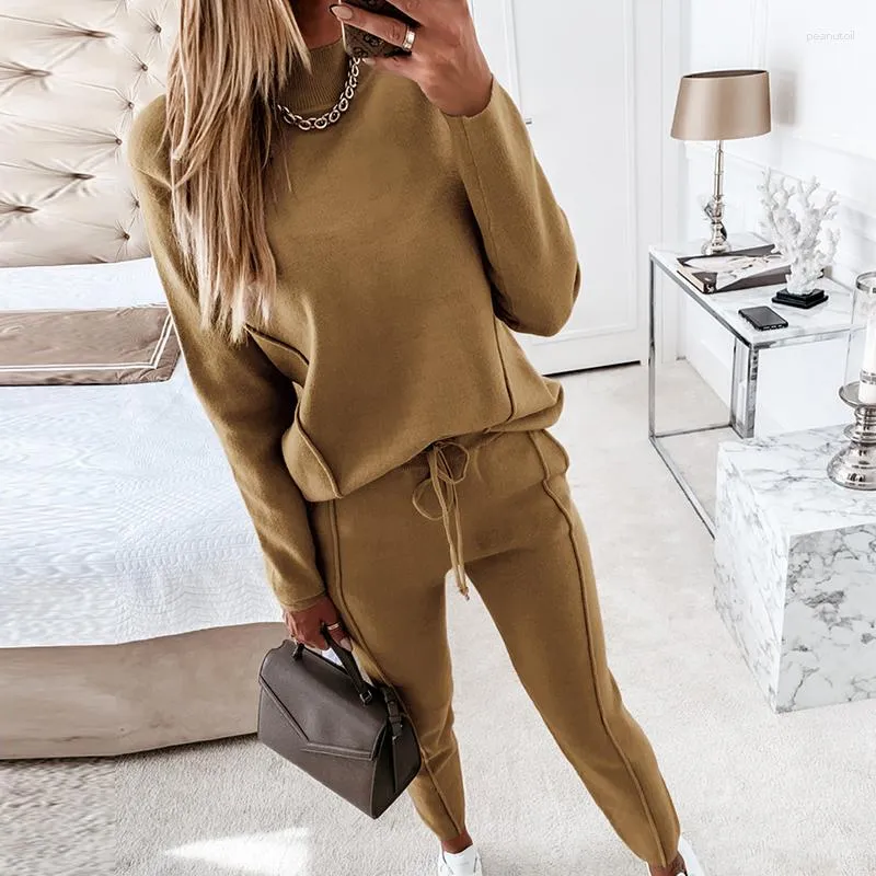 2023 Fashion Womens Two Piece Tracksuit Sweatshirt Drawstring Suit Casual Loose Fit Long Sleeve Pullover For Autumn From Peanutoil 18.15 DHgate.Com