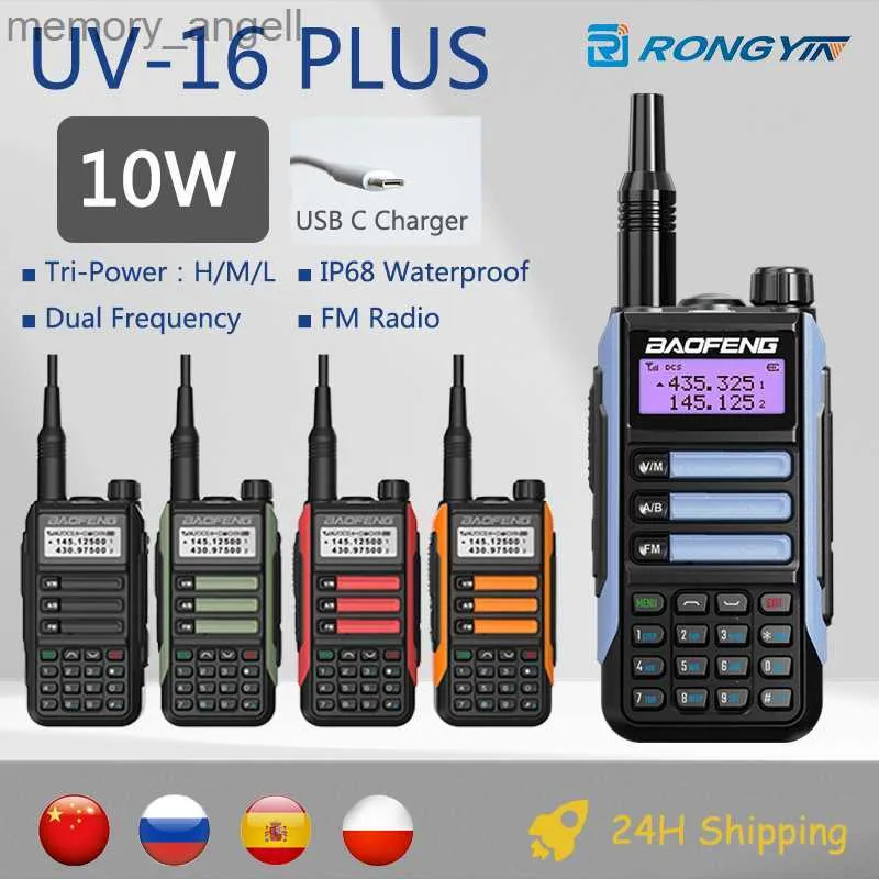 Walkie talkie baofeng uv-16 plus 10w walkie talkie ip68 vattentät cb skinka radio IP68 Dual Band High Power VHF UHF 50 km lång räckvidd UV16S UV-82 HKD230922