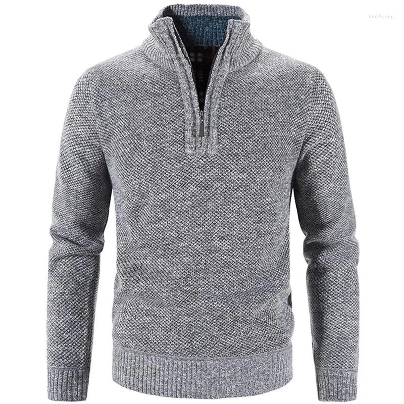 Pulls pour hommes 2023 hiver polaire plus épais pull fermeture éclair col roulé chaud pull qualité mâle mince laine tricotée pour le printemps