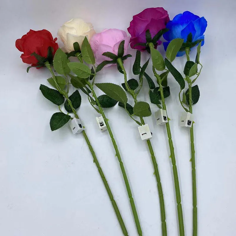 LED Light Up Rose Glowing Silk Flower Birthday Party Supplies Wedding Decoration Valentine's Day Mother's Day Halloween Artificial Fake Flowers