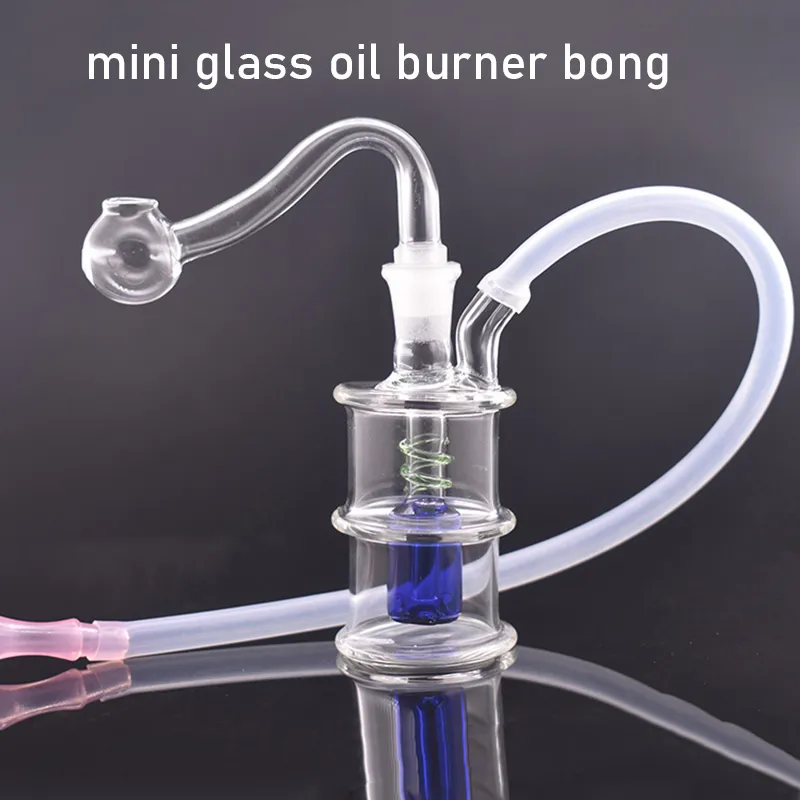 Festival Promotion Mini-Glas-Ölbrenner-Bong-Wasserpfeifen mit Matrix Perc 10 mm weibliche Recycler-Hand-Dab-Bongs zum Rauchen mit männlichem Glas-Ölbrenner-Rohr und Schlauch