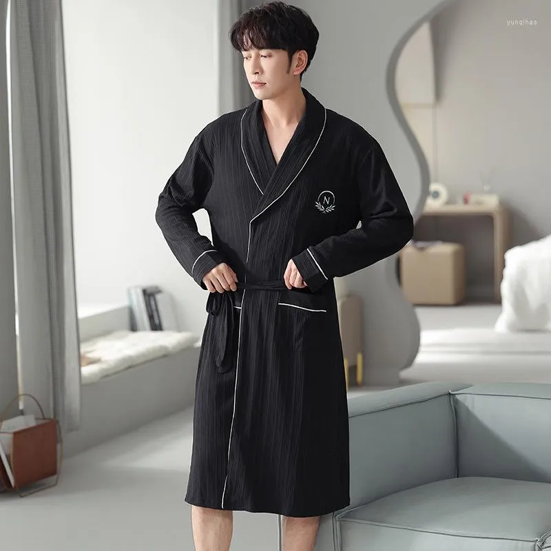 Vetements De Nuit Pour Hommes Coton Printemps Automne Mince A Manches Longues Chemise De Nuit Homme Maison Salon Vetements Pyjamas Male Kimono Chemise De Nuit Nuisette Du 31 25 DHgate