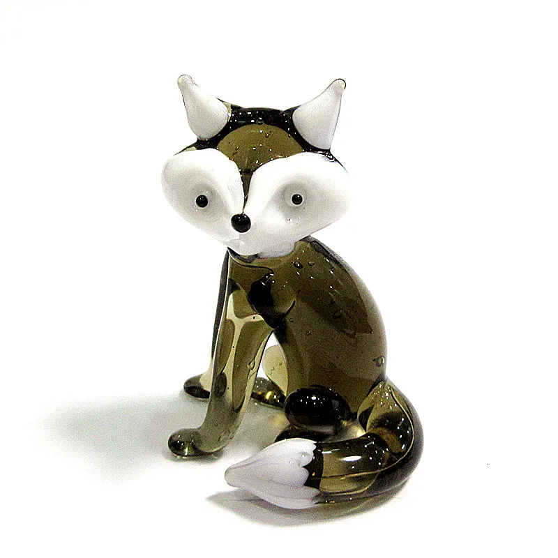 Dekorativa föremål Figurer Hantverk Miniatyr Gray Murano Glass Figur Söt djur Small Staty Ornament Present For Kid Home Decor Charm Accessories 230920