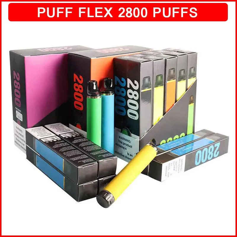 Vape desechable QST Puff Flex 2800 Puffs 2% 5% Dispositivo de vainas desechables E cigarrillos Vape Kits 850 mah Batería precargada XS Flujo libre UPS DPD FEDEX