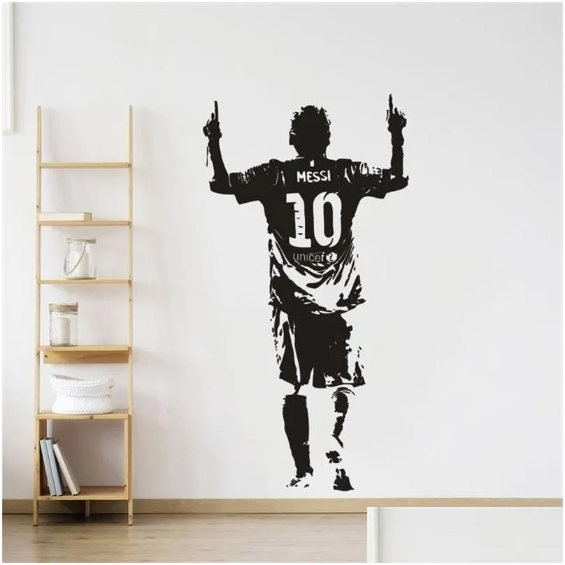 Adesivos de Parede Vinil Jogador de Futebol Decalque Estrela de Futebol Papel de Parede Poster Removível Decoração Adesivo G07 201201 Drop Delivery Home Gar DHCBC