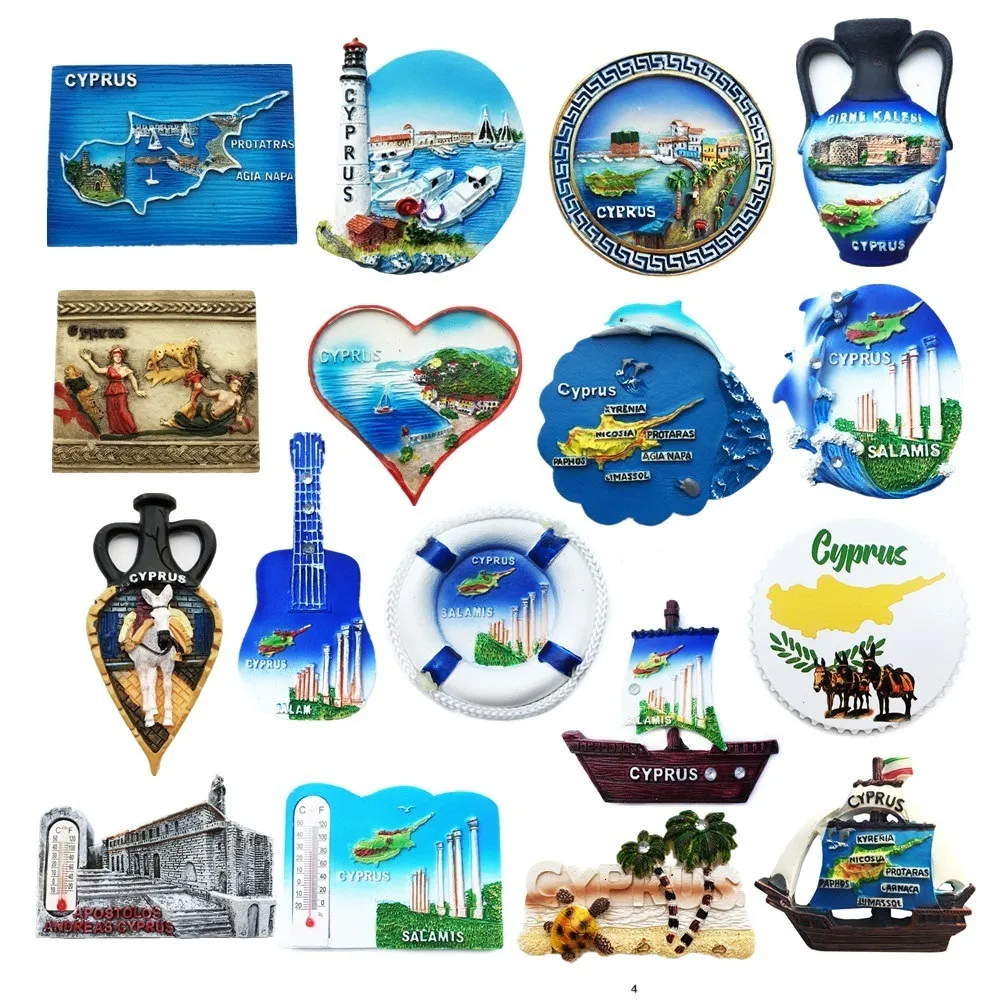 Magneti per il frigo Europa 3D Cipro Magnete al sapore Souvenir turistici Adesivi magnetici per frigorifero Collezione da viaggio Regalo 230921