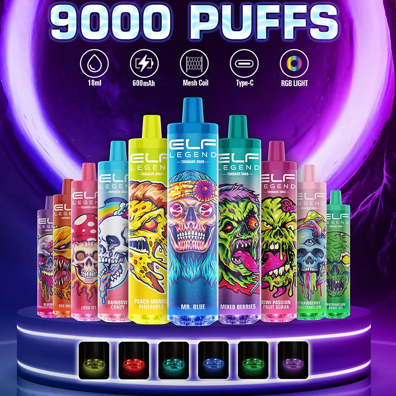 Elf Legend Tornado 9000 Puff 9000 E Cigarettes Jetables Vape Deechable