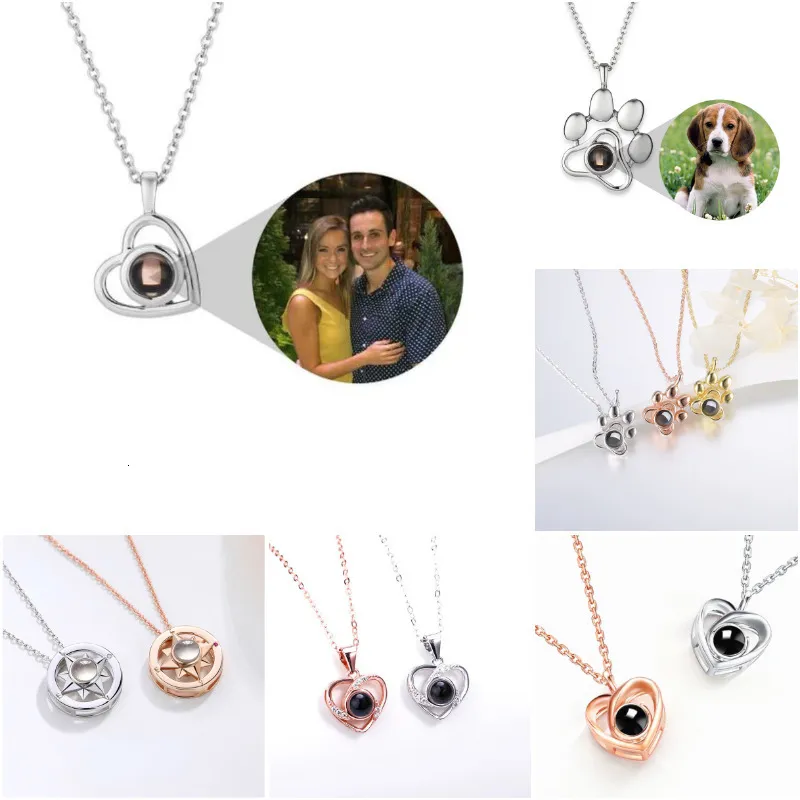 Sautoirs Saint Valentin Cadeau Po Collier De Projection Personnalisé Simple Collier De Projection En Forme De Coeur Anniversaire Amant Famille Mémoire Cadeau 230923