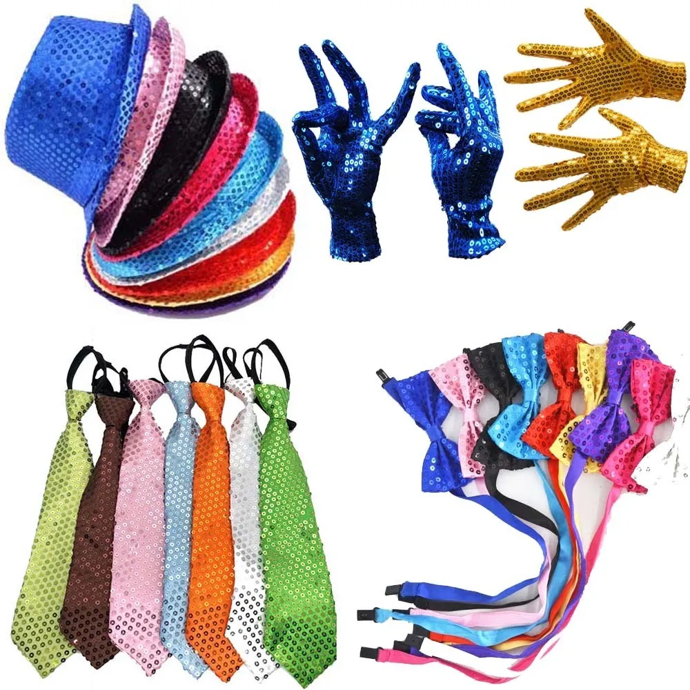 Party Hats Fashion Boy Girl Men Woman Sequin Hat Bow Tie Gloves Cowboy Birthday Party Cap Jazz Dance Show Props Costume Wedding Decoration 230923