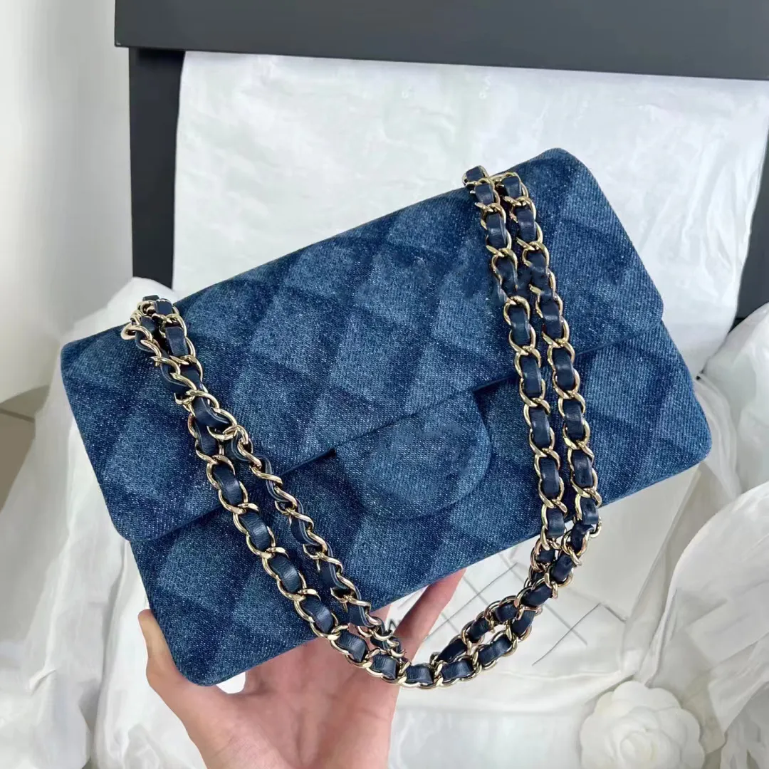 مصمم CF DENIM 25CM سلسلة سلسلة داكنة اللون فاتحة مصمم المرأة حقيبة Crossbody حقيبة الكتف Bag Wallet Courier Women's Bag عالية الجودة