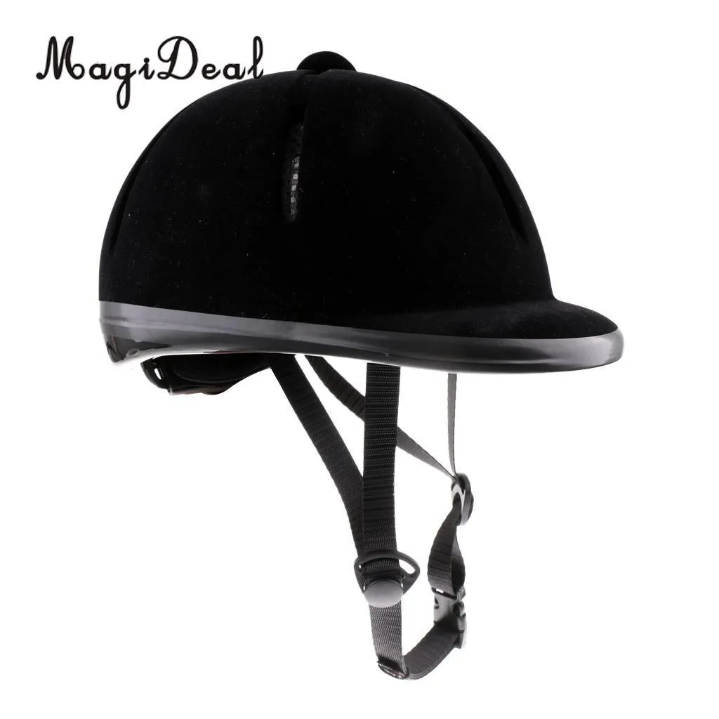 MagiDeal Adjustable Breathable Horse Riding Helmet Safety Velvet Equestrian Helmet 48-54cm