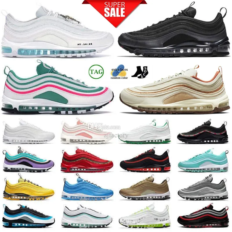 Running Shoes Men Reflective 97 Sneakers Cork UNDFTD Black Militia Green Purple Bullet Sunburst Phantom Light Bone Women 97s trainers