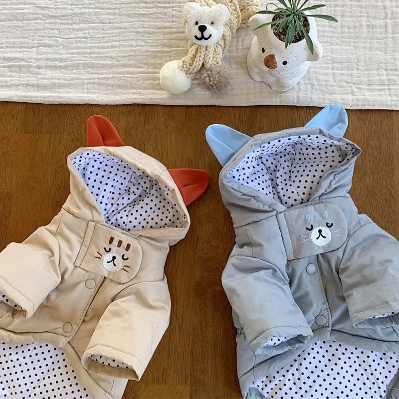 Dog Apparel Ins Cute Pet Clothes Warm Cotton Coat Polka Dot Jacket Winter For Small Puppy Clothing Christmas 230923