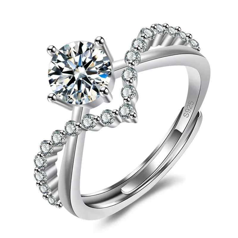 Liefhebbers paar trouwringen S925 verzilverde mannen dames charme luxe ontwerper klassieke zes klauw voorstel ring hebben Chinese vinger anillos love ring sieraden cadeau