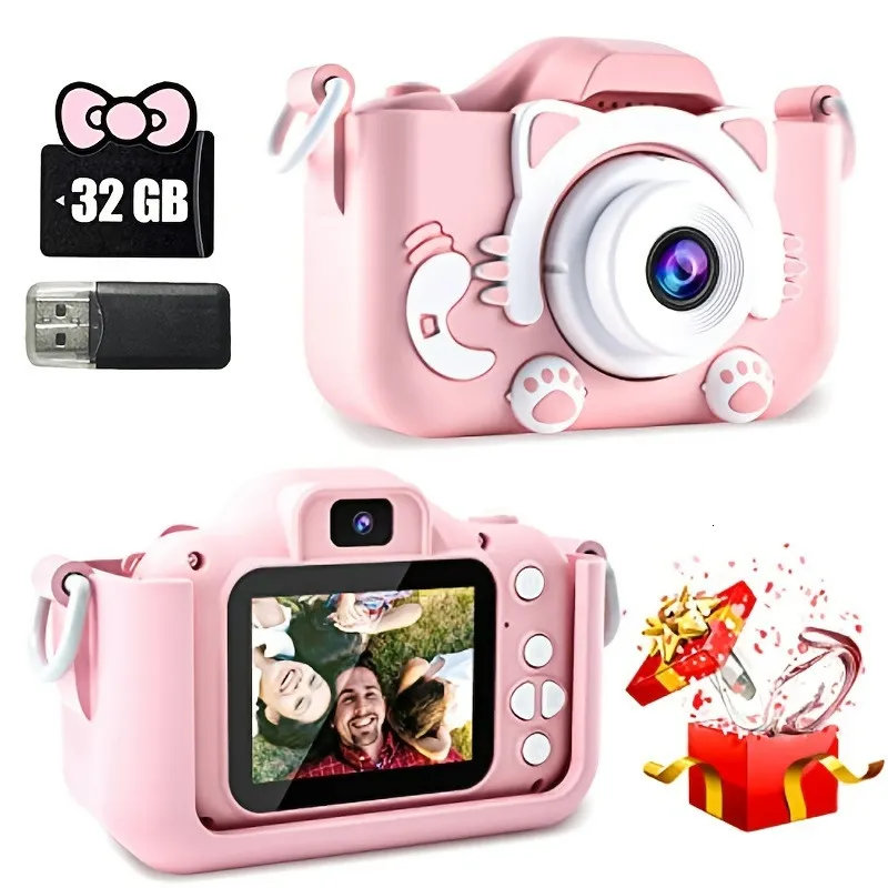 Игрушечные камеры Мини-камера Детские игрушки для мальчиков и девочек Цифровая камера для малышей с видео с SD-картой 32 ГБ Подарки на день рождения 230922