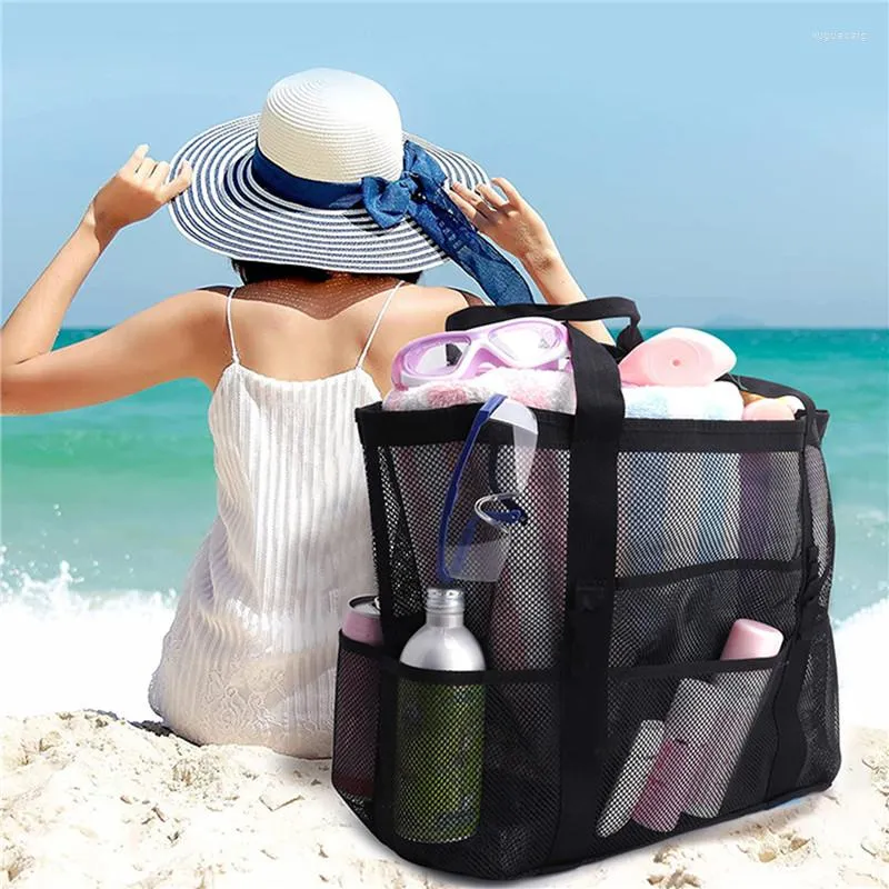 Duffel Bags 8 Pockets Summer Large Beach Bag For Towels Mesh Durable Travel Handbag Toys Organizer Waterproof Underwear Swimming Storage