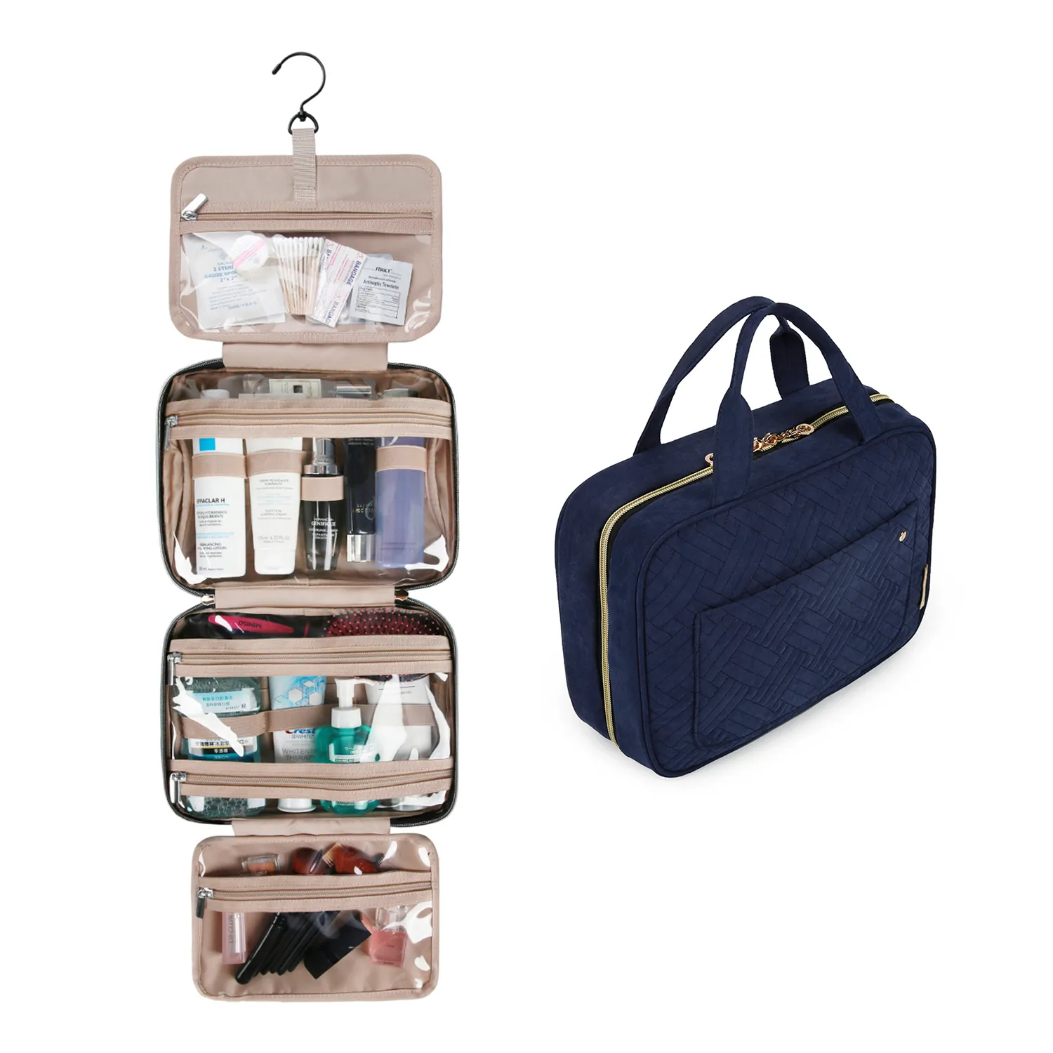 BAGSMART Neceser grande, organizador de maquillaje de viaje, resistente al  agua, bolsa de cosméticos para maquillaje, bolsa de viaje para accesorios