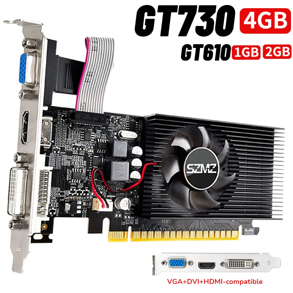 Grafikkarten GT730 4 GB DDR3 128 Bit/64 Bit Grafikkarte mit HDMI VGA DVI Port PCI-E2.0 16X Computergrafik Grafikkarte GT610 für Büro/Heim 230923