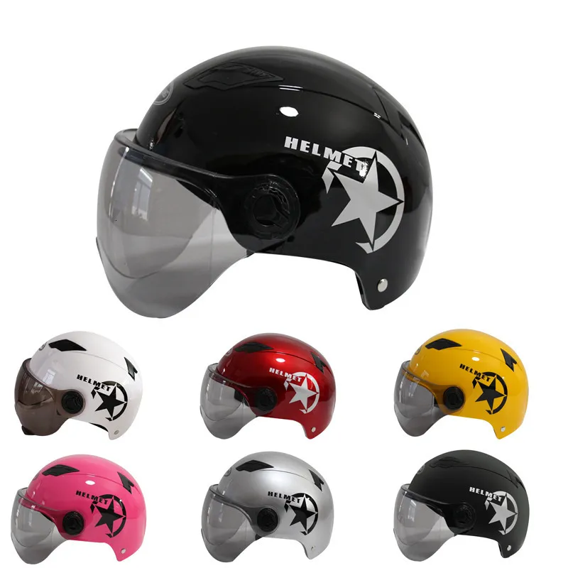 Cycling Helmets Open Dual Lens Visors Helmet Motorcycle Scooter Bike Electric Car Anti UV Safety Hard Hat Bicycle Cap Accessories 230923