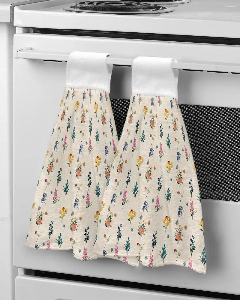 Towel Daisy Flower Lavender Butterfly Hand Microfiber Fabric Hanging For Bathroom Kitchen Quick Dry