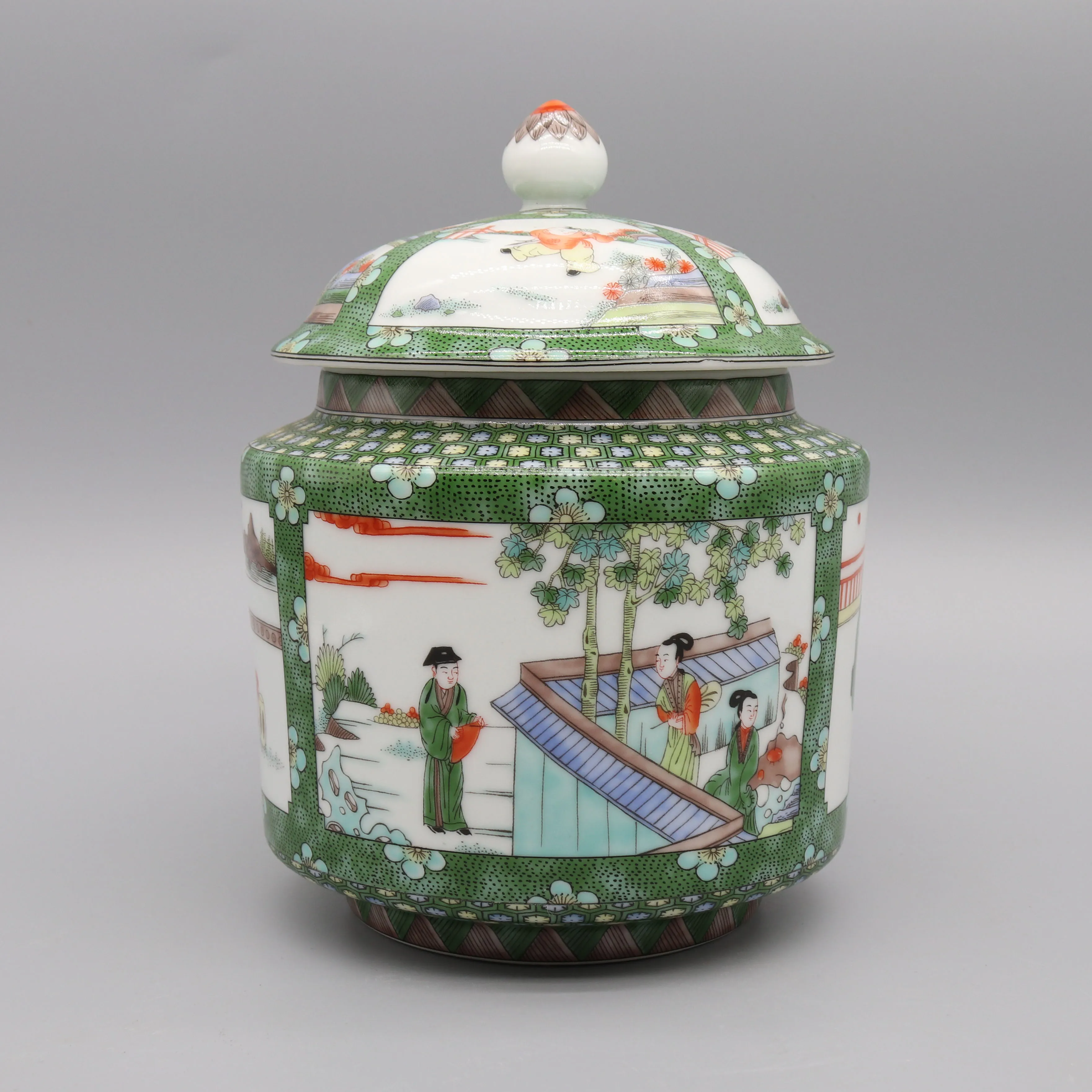 Handgeschilderde keramische pot, bus, oude Chinese potreproductie, woondecoratie