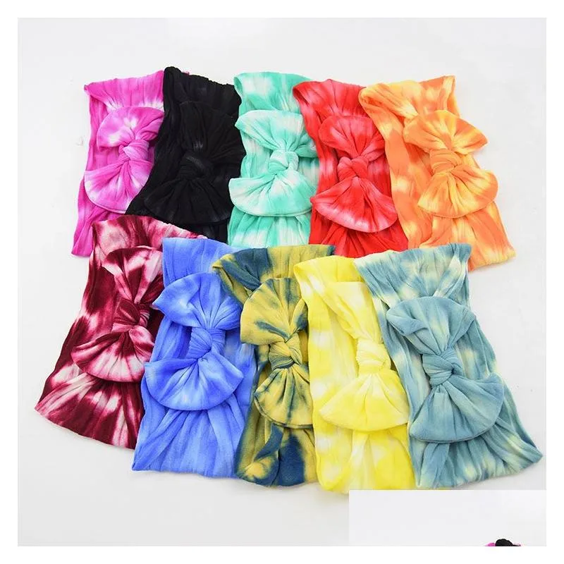 Accessoires pour cheveux Enfants Filles Tie Dye Bandeaux Élastique Bébé Fille Arc Bandeau Bandeaux Arcs Bandeaux Pour Enfants M4117 Drop Deliver Dhaod