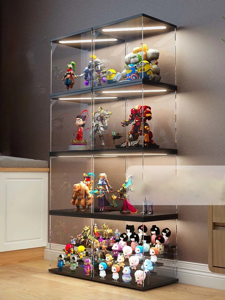 Led Display Cube LED Lighted Display Case 1/18 1/24 1/43 Silver