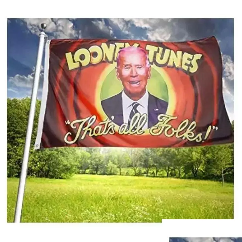 Banner flaggor looney tunes thats all folkbiden utomhus 150 90 cm banners 100d polyester högkvalitativ livlig färg med två mässing GROMM DHJA1