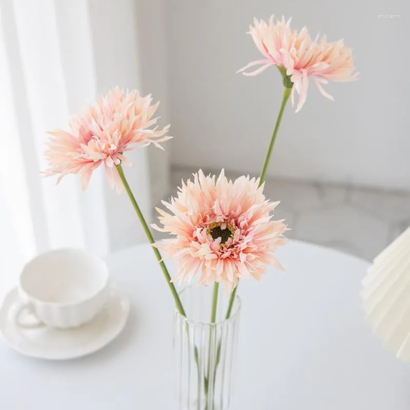 Flores decorativas 4 peças vaso artificial gerbera escovado para decoração de casa guirlandas de festa de casamento de natal plantas falsas de alta qualidade