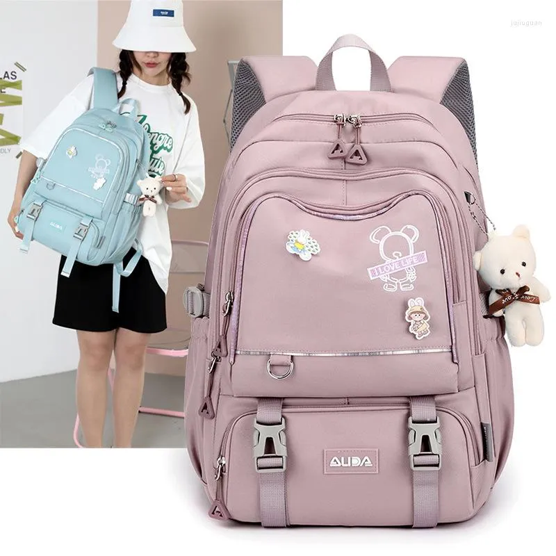 Sac à Dos Kawaii Esthétique, Fournitures Scolaires Mignons, épingles, Pandent, Sac à Dos Pour Ordinateur Portable, Accessoires De Papeterie Pour La Rentrée Scolaire, Rose, Grand