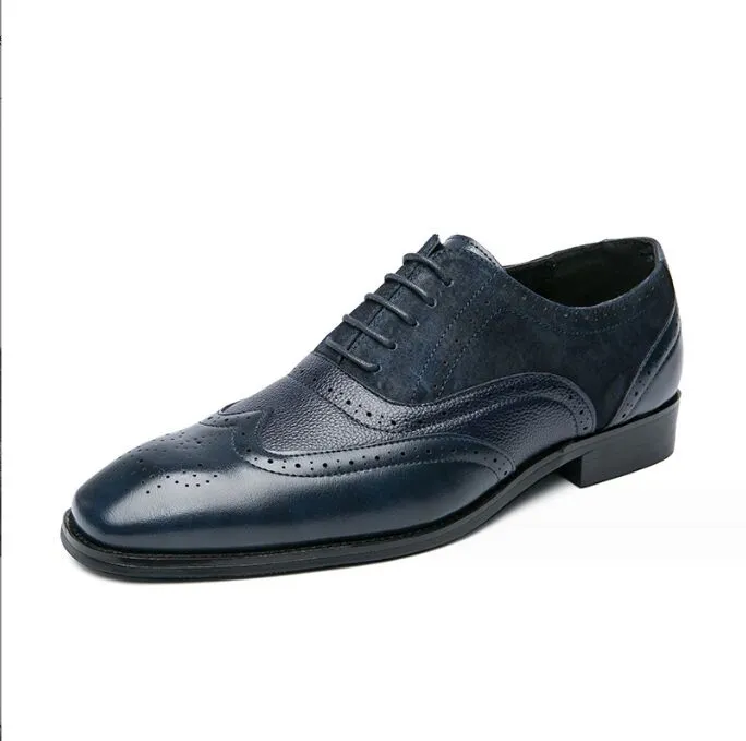 Zapatos de vestir de retazos de moda para hombres Zapatos formales clásicos Brogue Calzado de cuero dividido Zapatos elegantes Sapato Social Masculino para niños Botas de fiesta 38-48