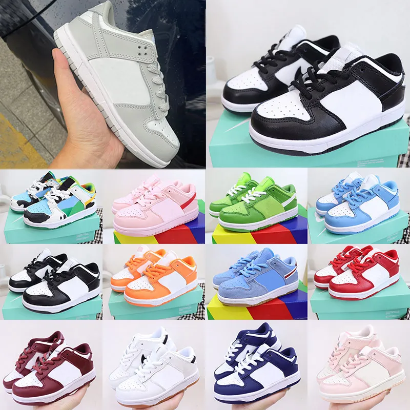 2022 Kids Shoes For Boy Girl Sports Black White Chunky Dunks Low Cows Trainers Boys and Girls Athletic Outdoor Sneakers Children Eur 25-35