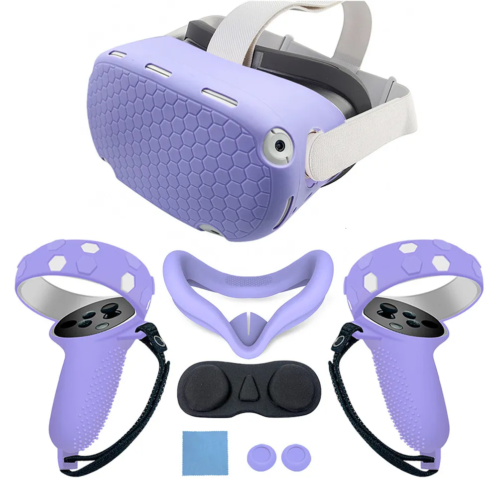 Accessoire VRAR pour Oculus Quest 2 Kit de couverture en Silicone VR coque de contrôleur tactile capuchon de tige d'objectif poignée étui de protection pour accessoires Quest2 230922