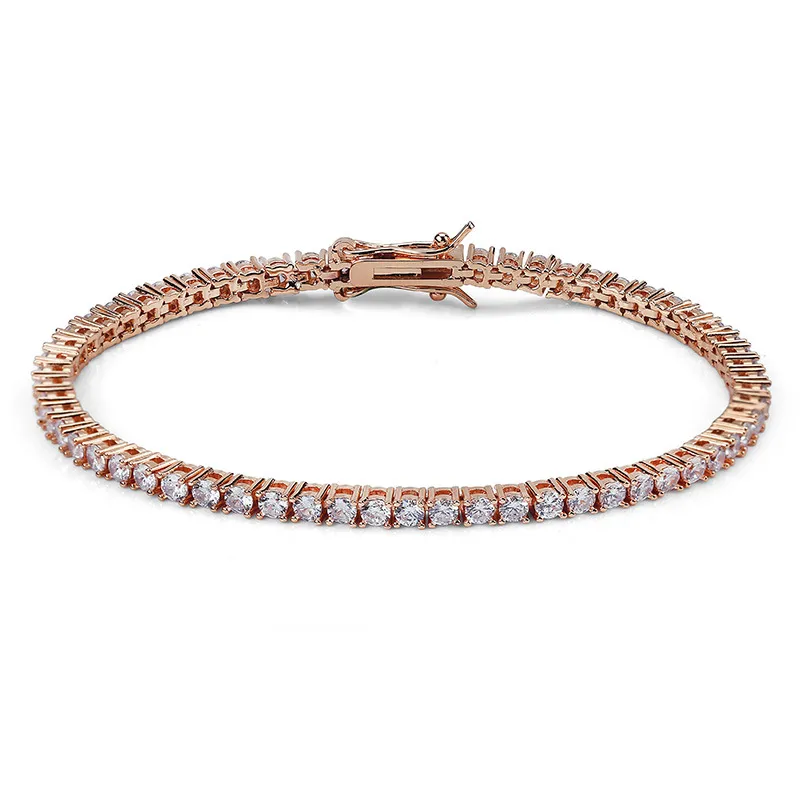 3mm 4mm 5mm Braccialetti da tennis Moissanite Bracciale con diamanti da donna in oro Sier Tenis Bracciale ghiacciato per uomo Festa di Natale Regalo d'amore