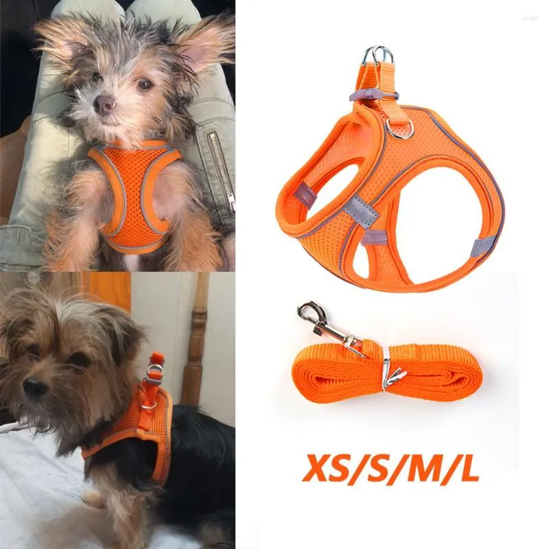 Dog Collars Walking Rope Chest Strap Leads Reflective Chain Harness Cat Breast Pet Vest Hand Holding Breathable Mesh