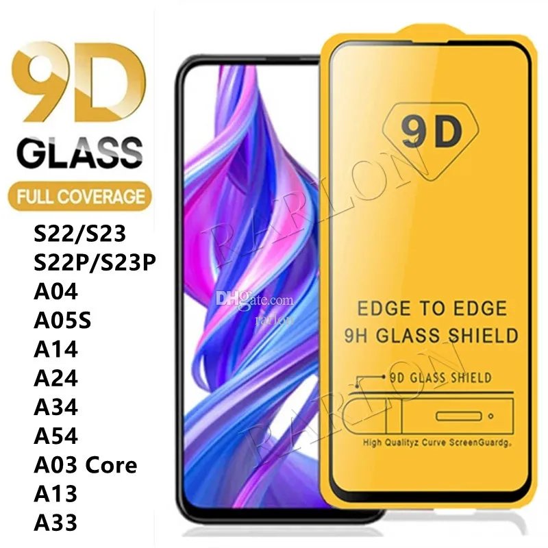 Save Big on Bulk S23 Screen Protector 9D Full Glue Full Cover Screen  Protector Clear Tempered Glass For Samsung Galaxy S23 S22 Plus S21 FE A03  Core