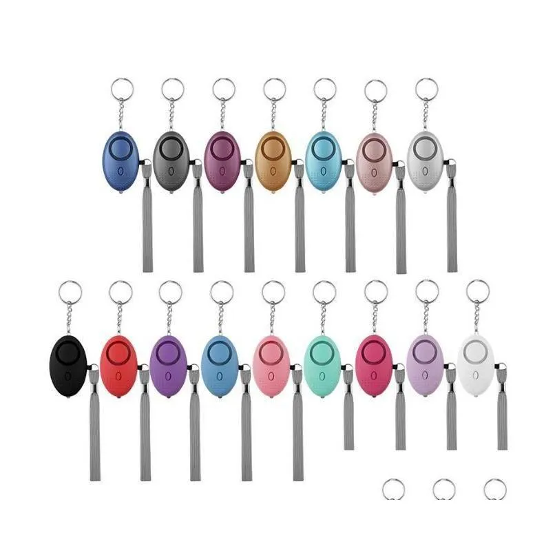 Keychains Lanyards 16 Colors 130db Egg Alarm Keychain Self Defense Security for Girl Women Elderly Protect Alert Safety Scream Lou Dhgzq
