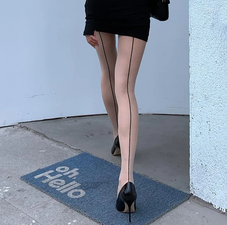 Stockings with black line at back top