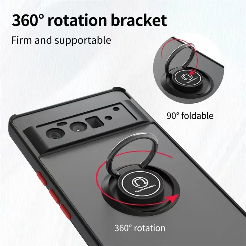 Luxury Phone Case for Google Pixel 6 7 8 Pro 7A Shockproof Rugged Protection Anti Fall Multifunction Magnetic with Ring Bracket Cover