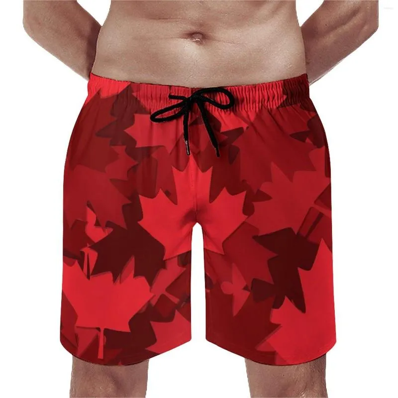 Męskie spodenki Red Leaf Board Summer Kanada Klon Runf Surf Short Pants Men Szybkie suszenie wzorca mody ponadwymiarowe pnie plażowe