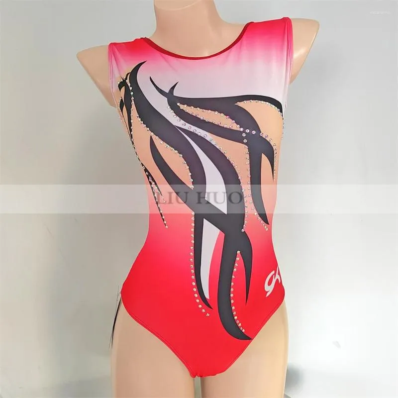 Stage Wear LIUHUO Rythmique Gymnastique Justaucorps Personnaliser Femmes Fille Teen Costume Performance Compétition Acrobatie Sans Manches Bodybuilding