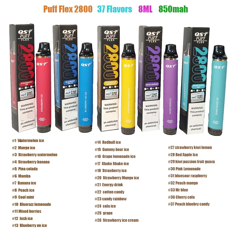 QST puff 2800 Puff Flex 2800 disposable Vape e cigarettes vape desechable kits 850mah battery pre filled 8ml vapes disposable puff