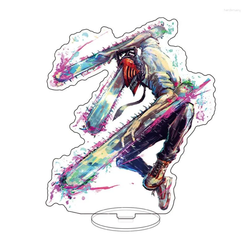 Keychains Chainsaw Man Keychain Akryl Stand Anime Key Chain Women Ring Model Kids Högkvalitativ prydnad Fashion Pochita Brelok